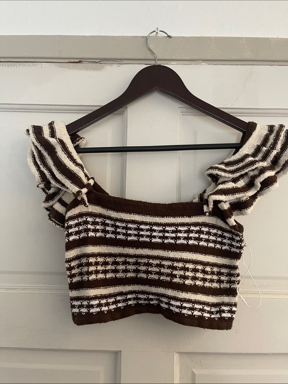 Tularosa Brown and Cream Houndstooth Knit Tank